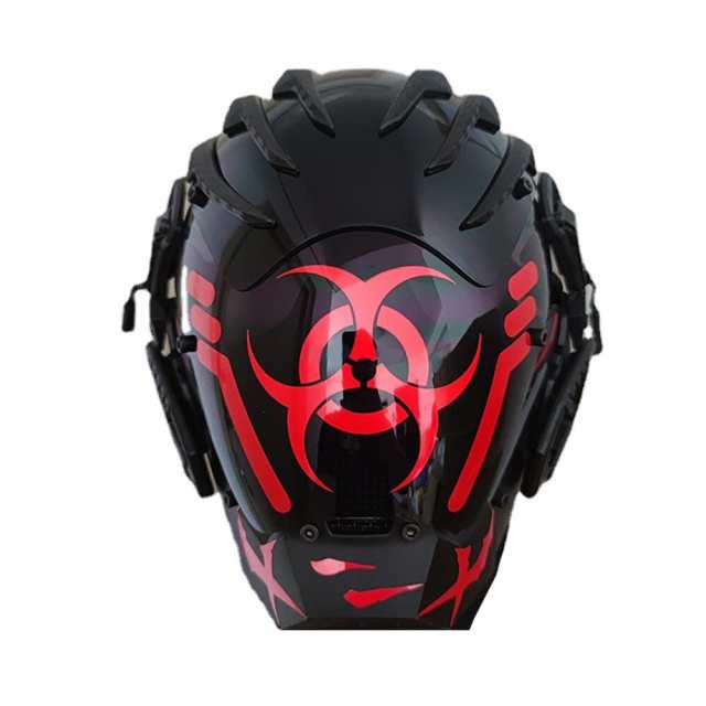 サイバーパンクマスク 2022 バイオハザードレッド バラクラバ付き NEOトーキョー ヘルメット ハロウィン ストリート DJ バイク サバゲー